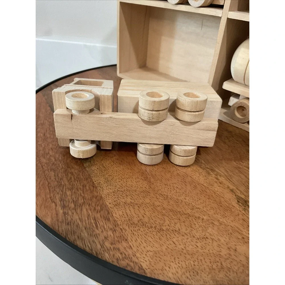 Handmade Vintage Wooden Truck set of 4 Trucks Cargo Display Decor Play Paint